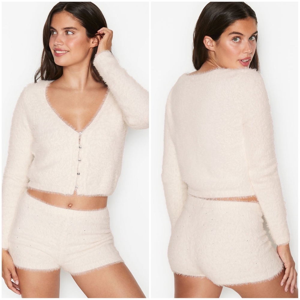 VS Fuzzy Gem Button Cropped Cardigan - Size S - Picture 2 of 2